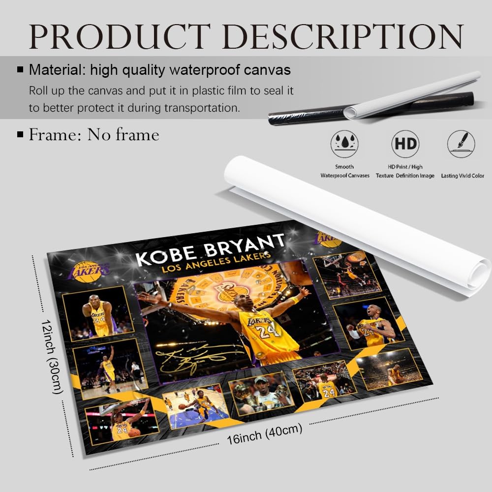 LPAIWXY Kebo Brynat Dunk poster For Fans Kids room Bedroom wall Decor-Basketball Kebo Brynat Signed Posters Canvas Prints Picture For Teen Boy girls Gifts - 3
