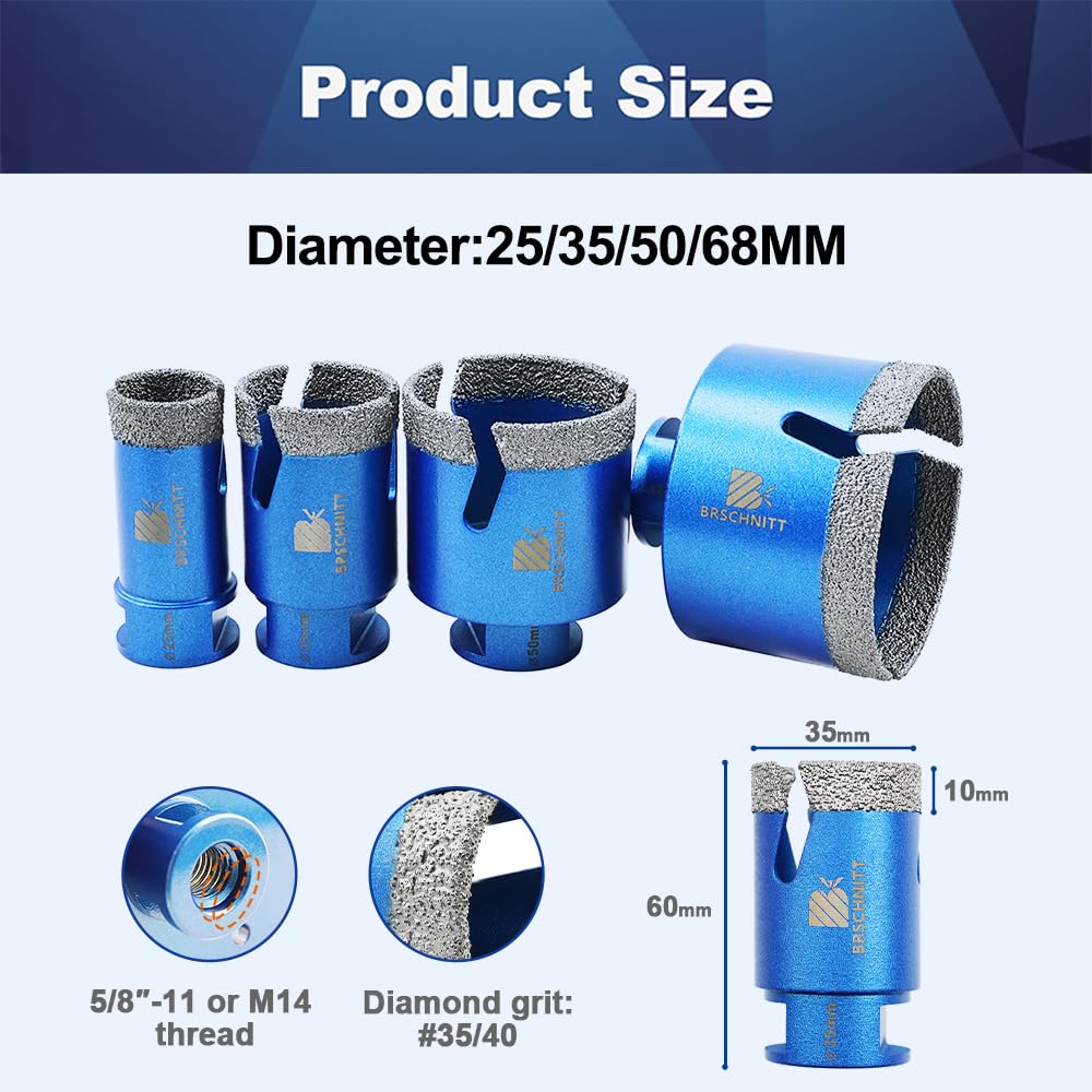 Fliesen Lochsäge Kit Diamant 25/35/50/68MM - Dimoand Kernbohrer für Porzellan Fliesen Keramik Marmor Granit 125MM Cut Disc