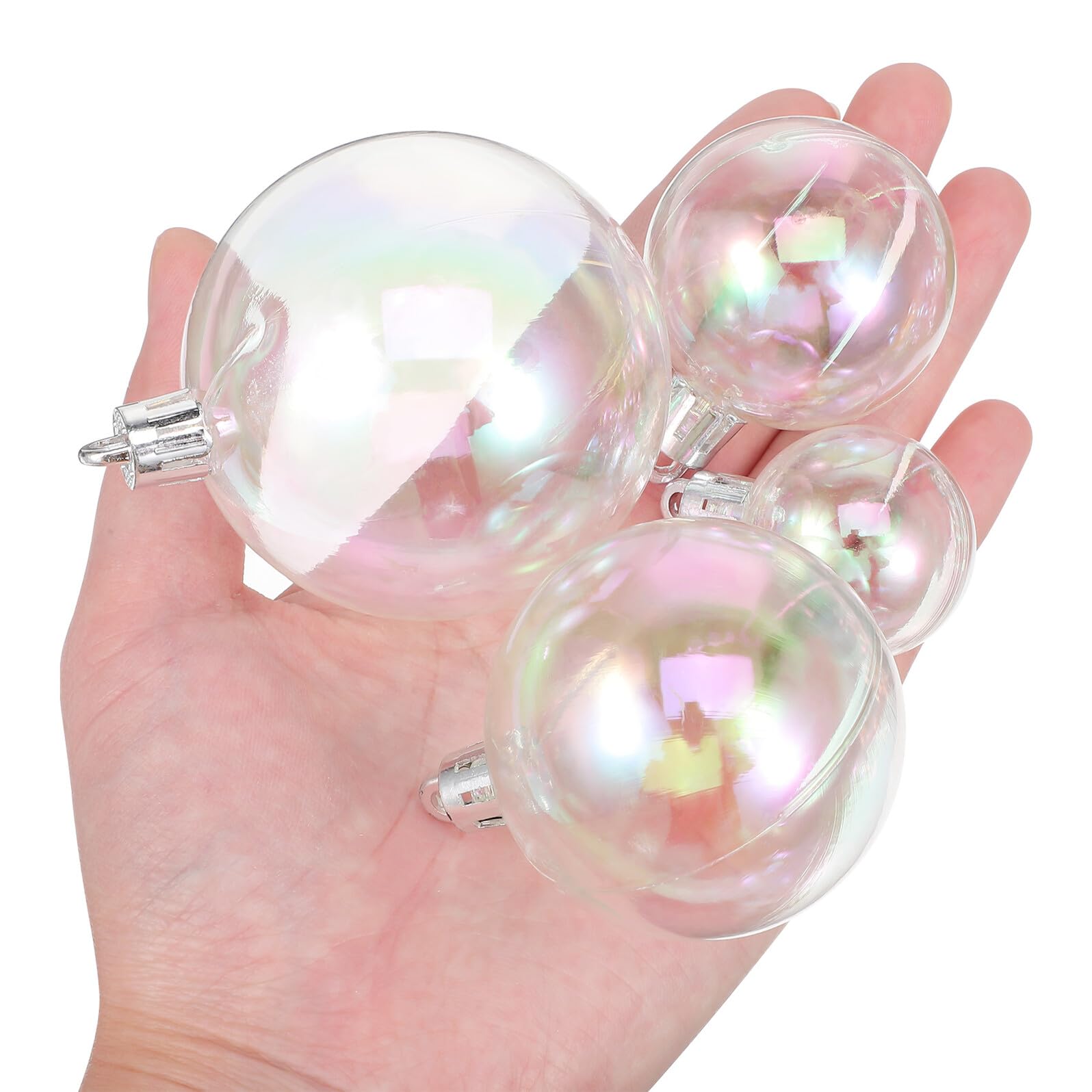 Bolas De Adorno Navideñas Transparentes Iridiscentes 18 Piezas (3-6 Cm) Plástico Reutilizable para Árbol Decorativo Fiestas y Celebraciones