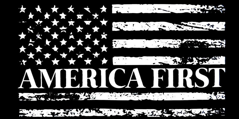 America First USA Flag Distressed Vinyl Decal - 3.75x7.5 Inches, Bumper Sticker