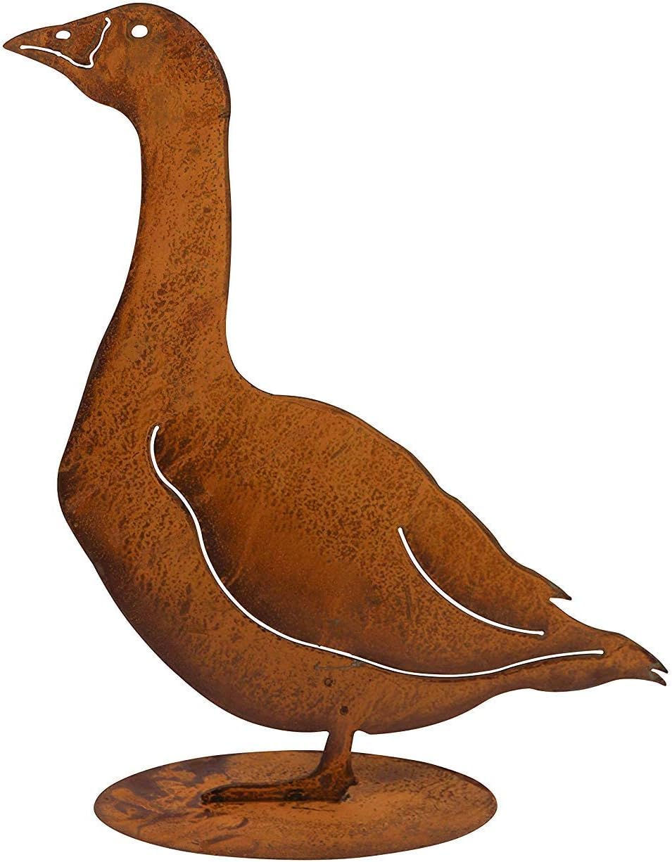 Bornhöft Décoration De Jardin Oie Assise En Métal Rouillé - Taille Réelle 45x49 Cm
