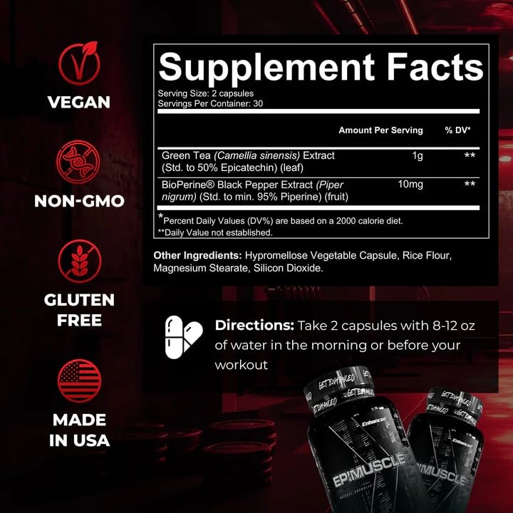 Enhanced Labs Epimuscle – Natural Plateau Breaker Supplement with Epicatechin – Supports Muscle Growth, Strength & Endurance – 60 Capsules – Made in USA — Amazon image 3
