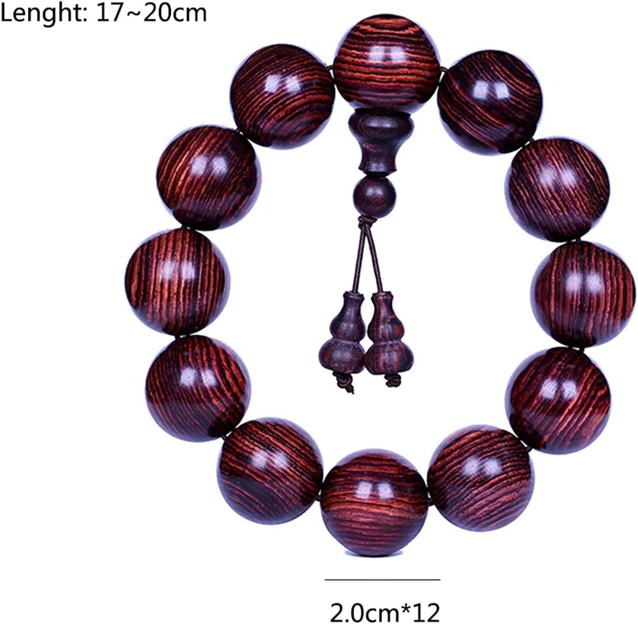 Bracciale, braccialetto di perline preghiera in legno meditazione buddista in sequoia naturale Mala Coppia gioielli elastici