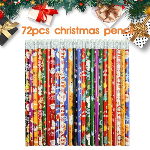 72 lápices navideños con borrador variados miniatura 6