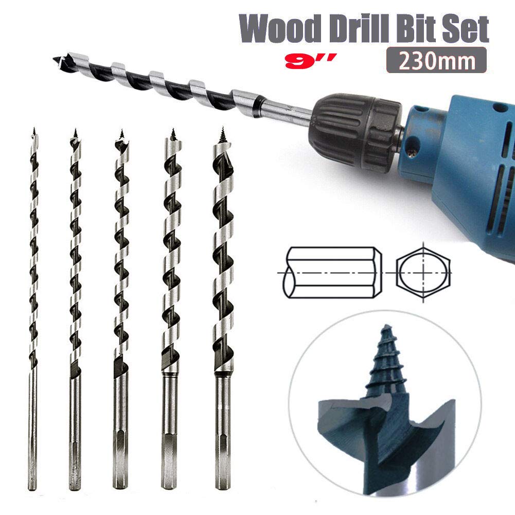 brocas de madera de 9 pulgadas de longitud, para carpintería, brocas de madera con agujero para madera, broca para madera dura, madera blanda, 1 unidad por paquete de tubo