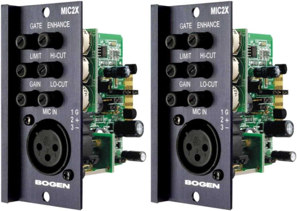 MIC2X Microphone Electronic-Balanced Advanced Input Modules (Pack of 2), Gain/Trim Control, High Cut/Low Cut Controls, 24V Phantom Power, Mute Send & Receive, 4 Priority Levels