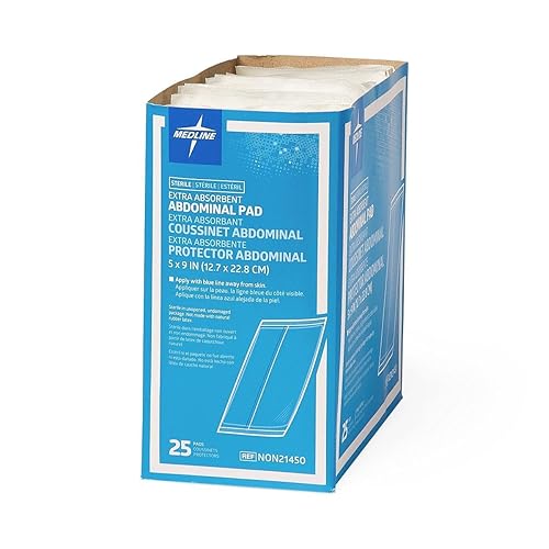 Miniatura 4 de Medline NON21450H Almohadillas abdominales estériles, almohadilla súper absorbente, 5 x 9 pulgadas, 25 unidades