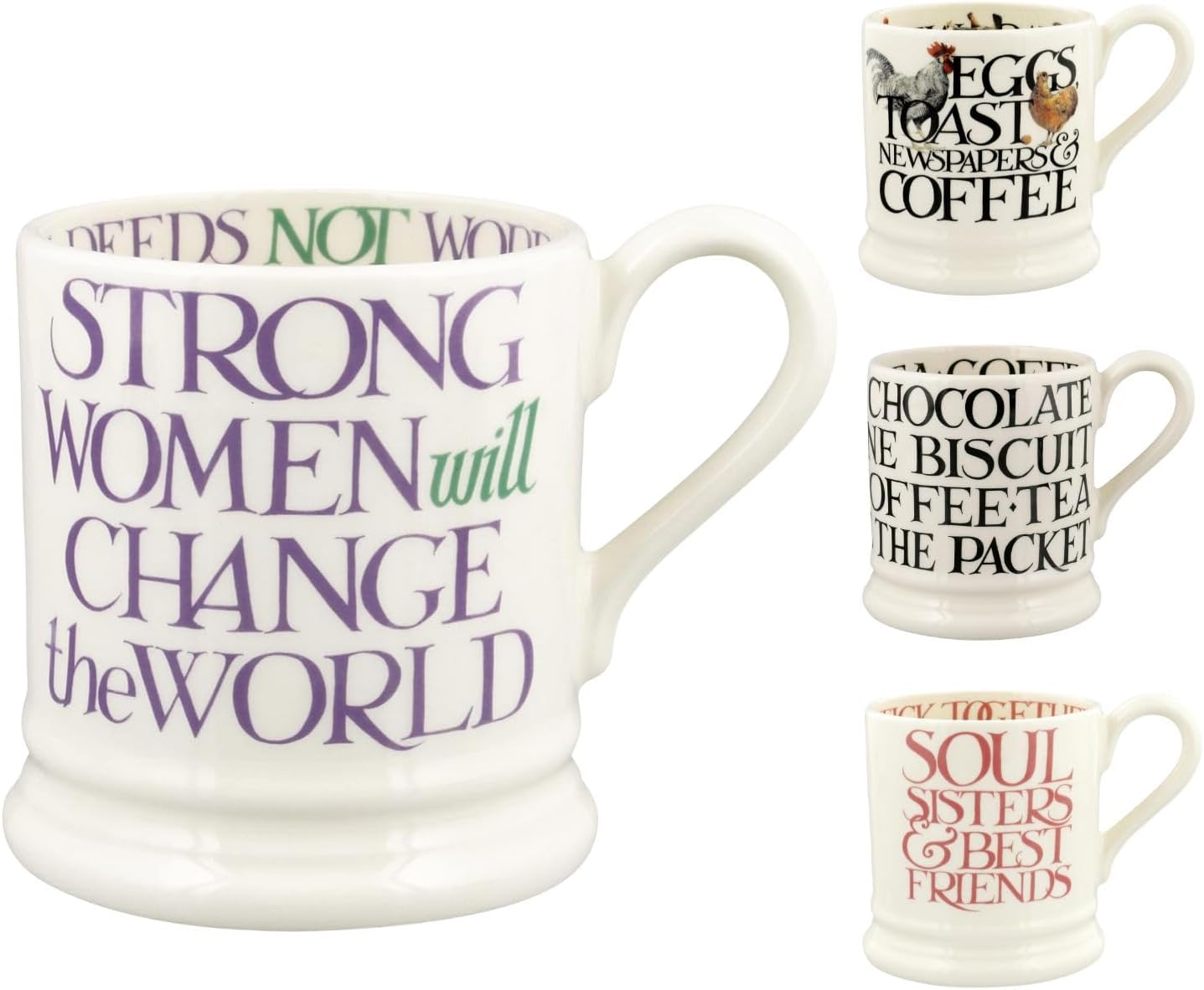 Emma Bridgewater Large Mug 1/2 Pint, Ceramic Coffee Cup Large - Stoneware Mug, Cappuccino, Latte, Coffee, Tea Cup - Beautiful Mugs, Birthday Gift - Coffee Mug Purple Lettering Women Equality