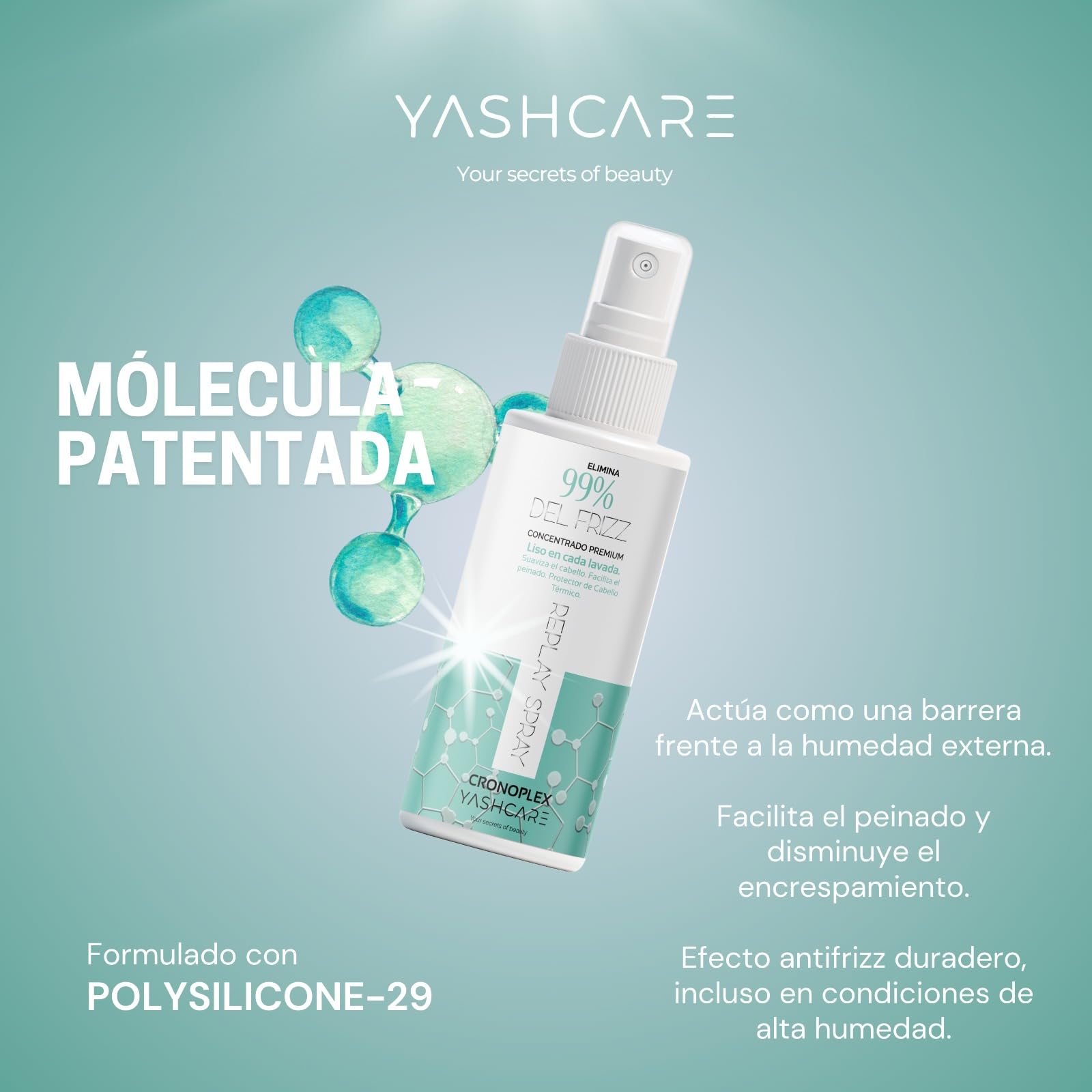 Spray anti frizz pelo 125ml Protector Repelente Agua Cabello termico alisado antiencrespamiento hidratante