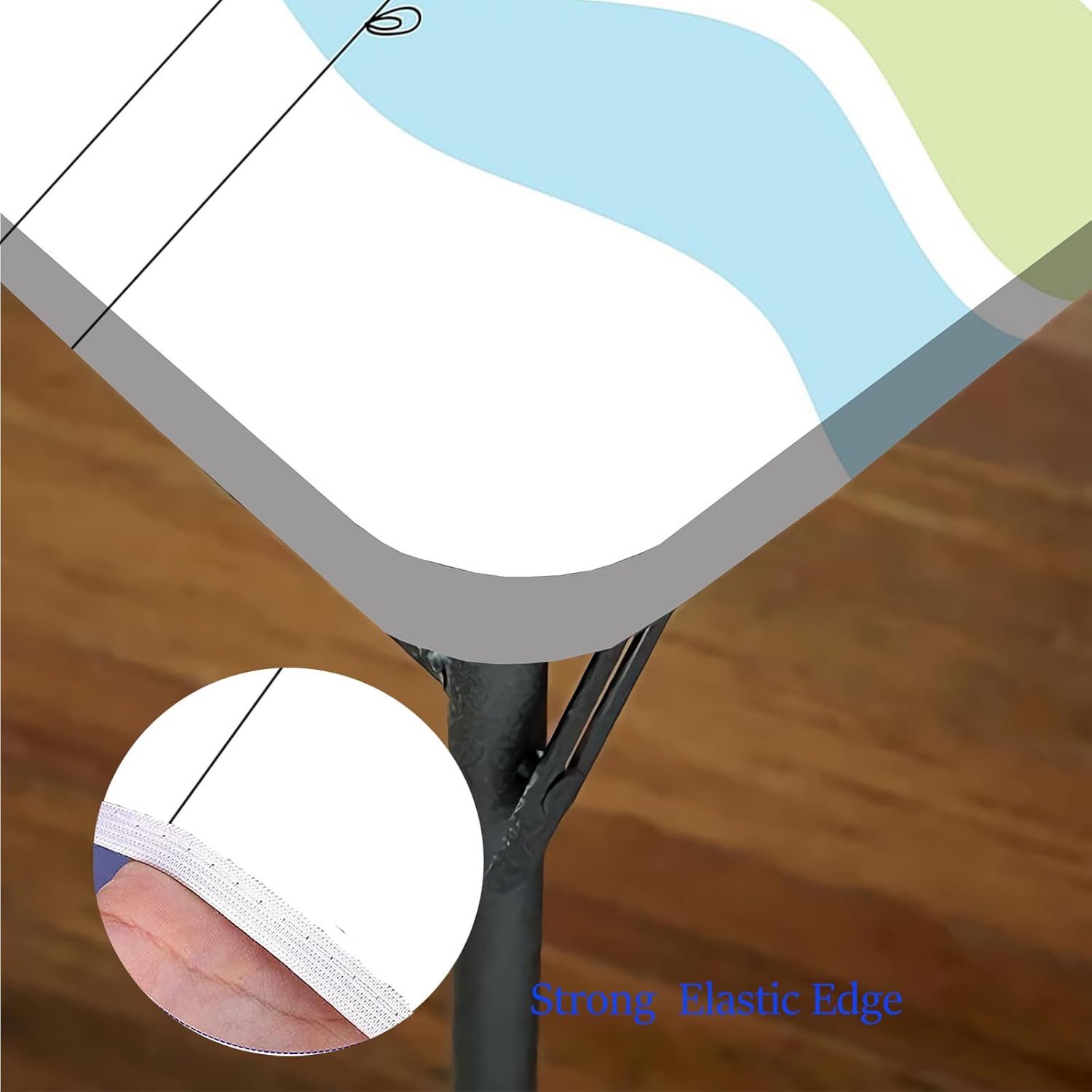 Doodle Table Cover Square, Summer Flowers with Cute Colors and Wave Backgorund Elastic Table Cover Square, Fits 52x52 inch Table, for Restaurants Picnic Patio Outdoor Party Decor