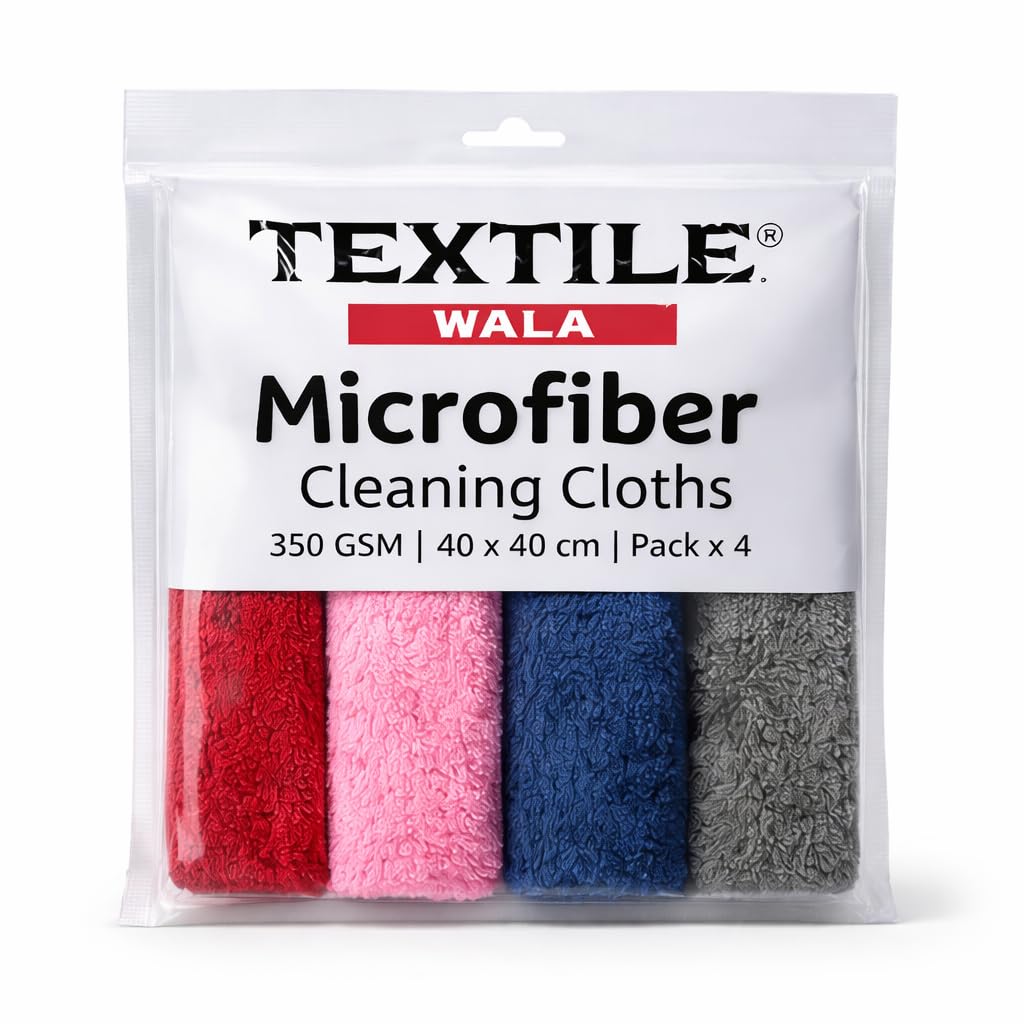 TEXTILEWALA All-Purpose Cleaning Microfiber Cloth – 350 GSM, Super Absorbent & Lint-Free, Multicolour (Pack of 4)-image-46