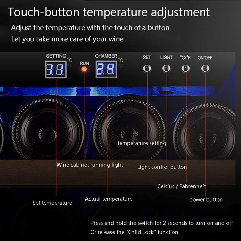 6-Layer Solid Wood Wine Cooler Refrigerator - 33 Bottle Built-in or Free-Standing Frost Free Compressor Wine Refrigerator with Digital Memory Temperature Contro