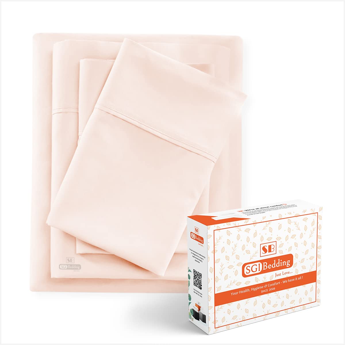 SGI Queen Size Peach Soft Brushed Luxury Microfiber 4 Piece Sheet Set- Fitted Sheet Flat Sheet 2 Pillowcase Easy Care, Super Soft & Breathable Cool 15" Deep Pocket Fade Wrinkle Stain Resistant Bedding
