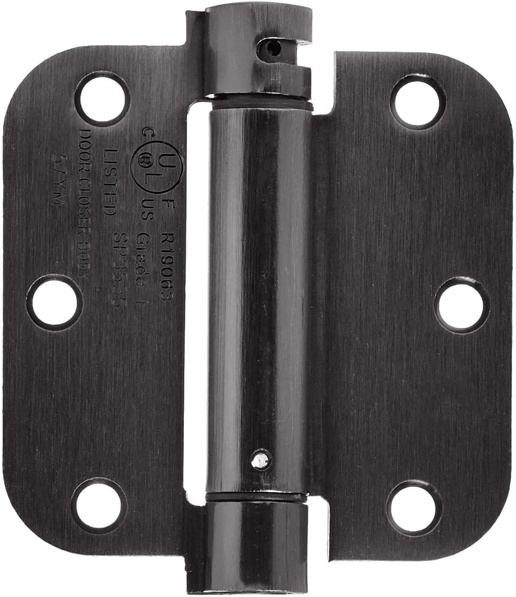 Amazon Basics Self-Closing Door Hinge, 3.5 Inch x 3.5 Inch, 1 Piece, Oil Rubbed Bronze