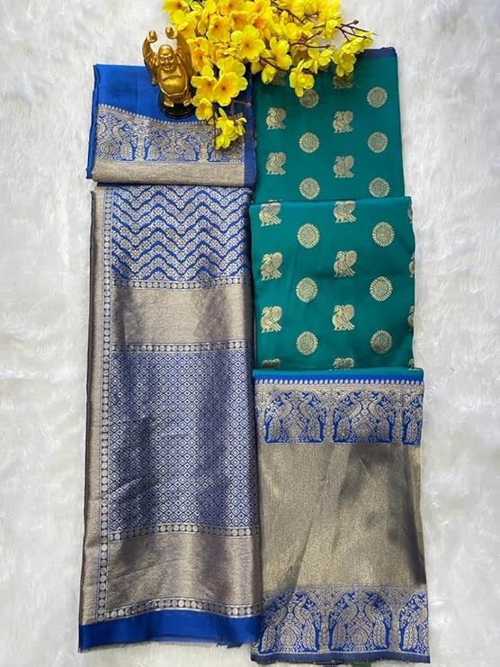 Image of ZITON ARICO MART Women's Indian Traditional Kanjivaram Silk Pure Weaving Lehenga Choli Along With Dupatta And Blouse Piece, Half Saree (Unstitched)