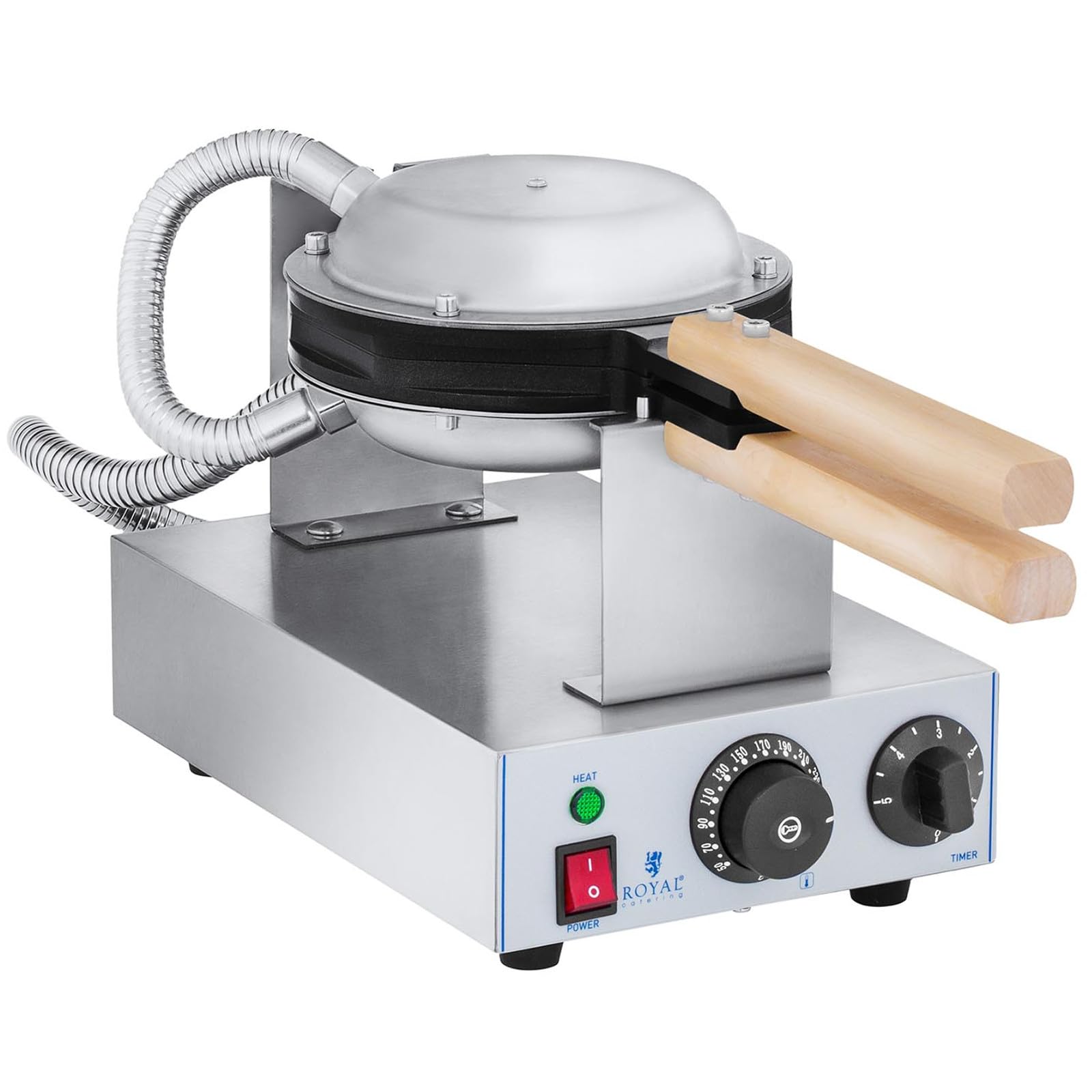 Royal Catering Gofrera con Base de Burbujas Bubble Waffle Maker RCWM-1400-B (1.415 W, Acero inoxidable y Aluminio, Temperatura 50-250 °C)