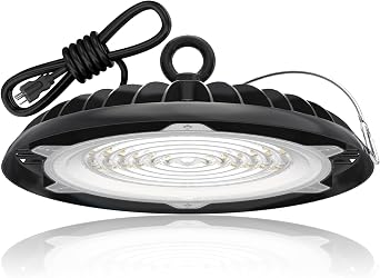 HYPERLITE UFO LED High Bay Light 150W 19500LM High Bay LED Shop Lights with 6ft Plug - 6000K IP65 LED Warehouse Lights for Workshop Stadium Garage Lighting 1-Pack
