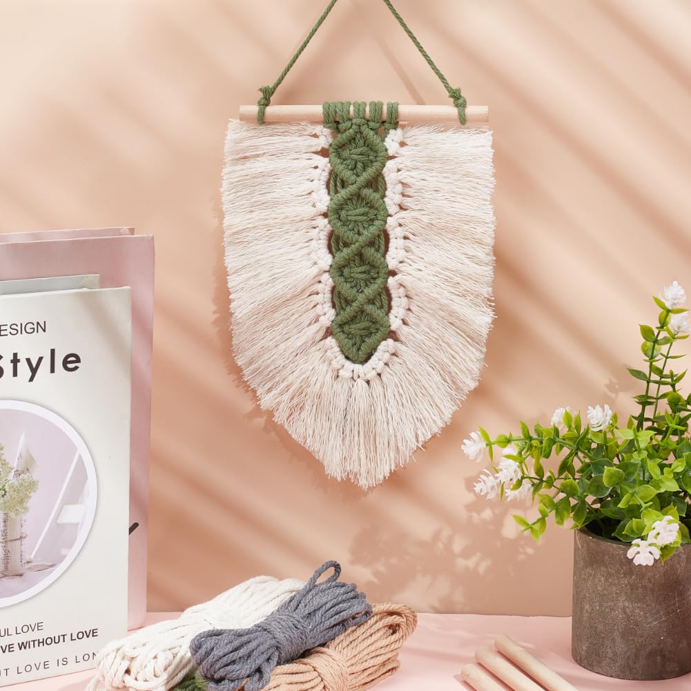 PLIGREAT 3 ensembles bricolage feuilles de macramé Kit de suspension murale Macramé Tapisserie tissée Plume débutant Tenture murale Kit pour chambre à coucher Salon appartement Decor