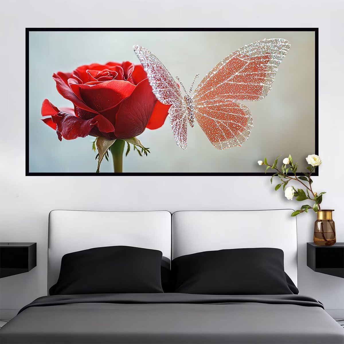 Diamentowe zestawy artystyczne, motyle, dla dorosłych, 120 x 60 cm, duża róża do malowania, DIY, duże kryształowe zestawy artystyczne, rękodzieło dla dorosłych, 5D, pełne wiercenie, malarstwo, klejnot
