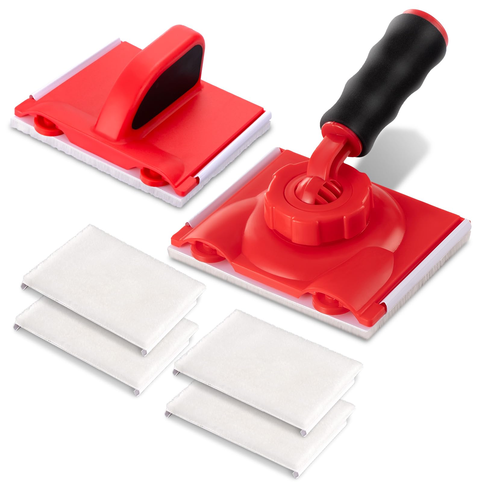 2 Piezas Recortadora de Bordes de Pintura Set, Multifuncional de Pintura Incluye 4 Almohadillas de Repuesto Herramientas de Pintura, Bordeadora Pintura para Paredes y Techos (6, Rojo)