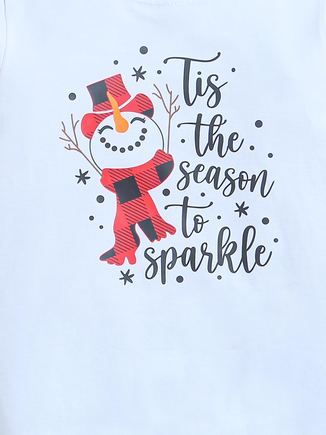 ZIP ZAP ZOOP White Snow Man Christmas Print Cotton Knit T-Shirt Sweatshirt 2