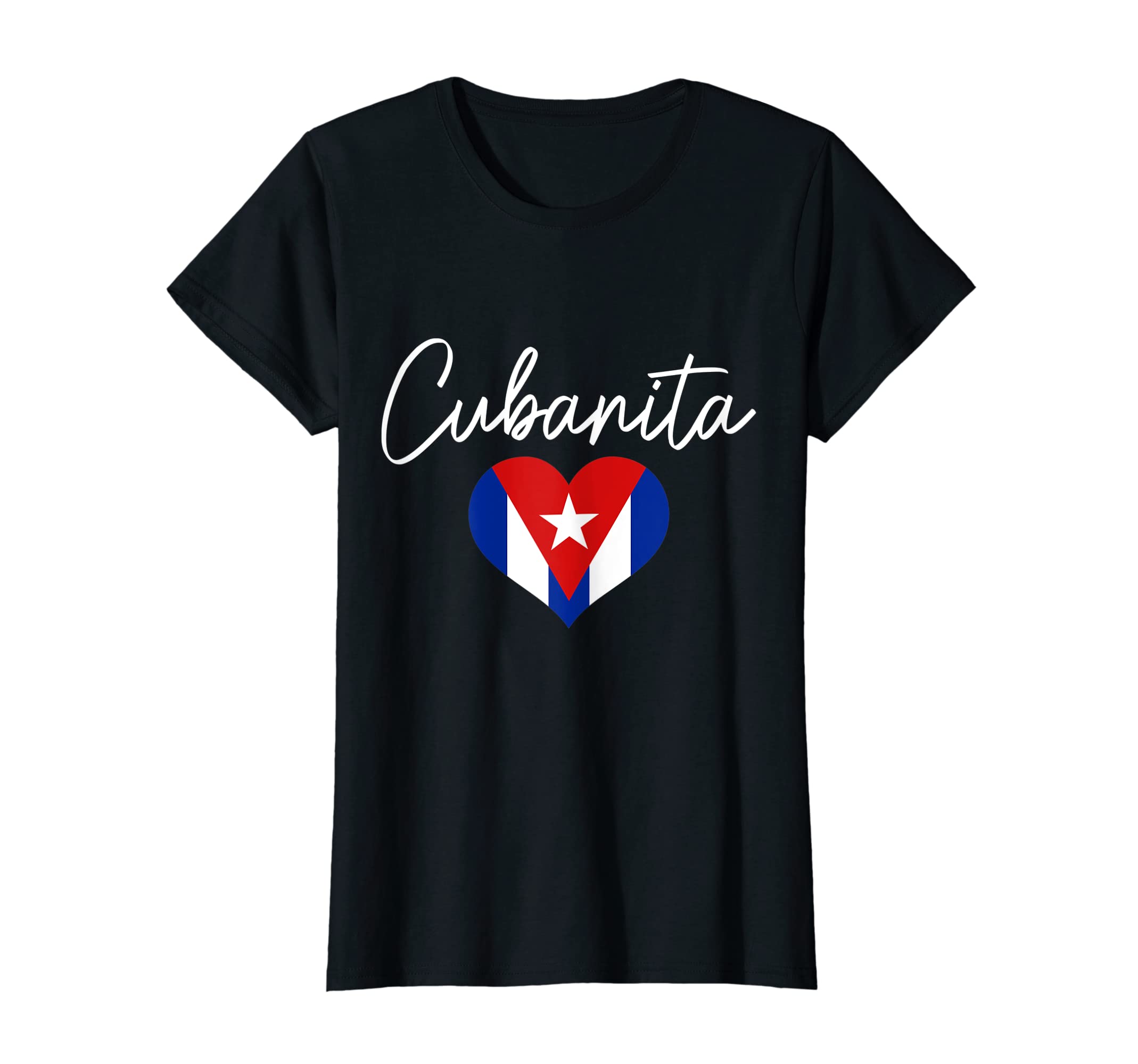 Cubanita - Cuban Girl Co.Cubanita Cuban Flag Heart Pride Girl T-ShirtOEKO-TEX STANDARD 100