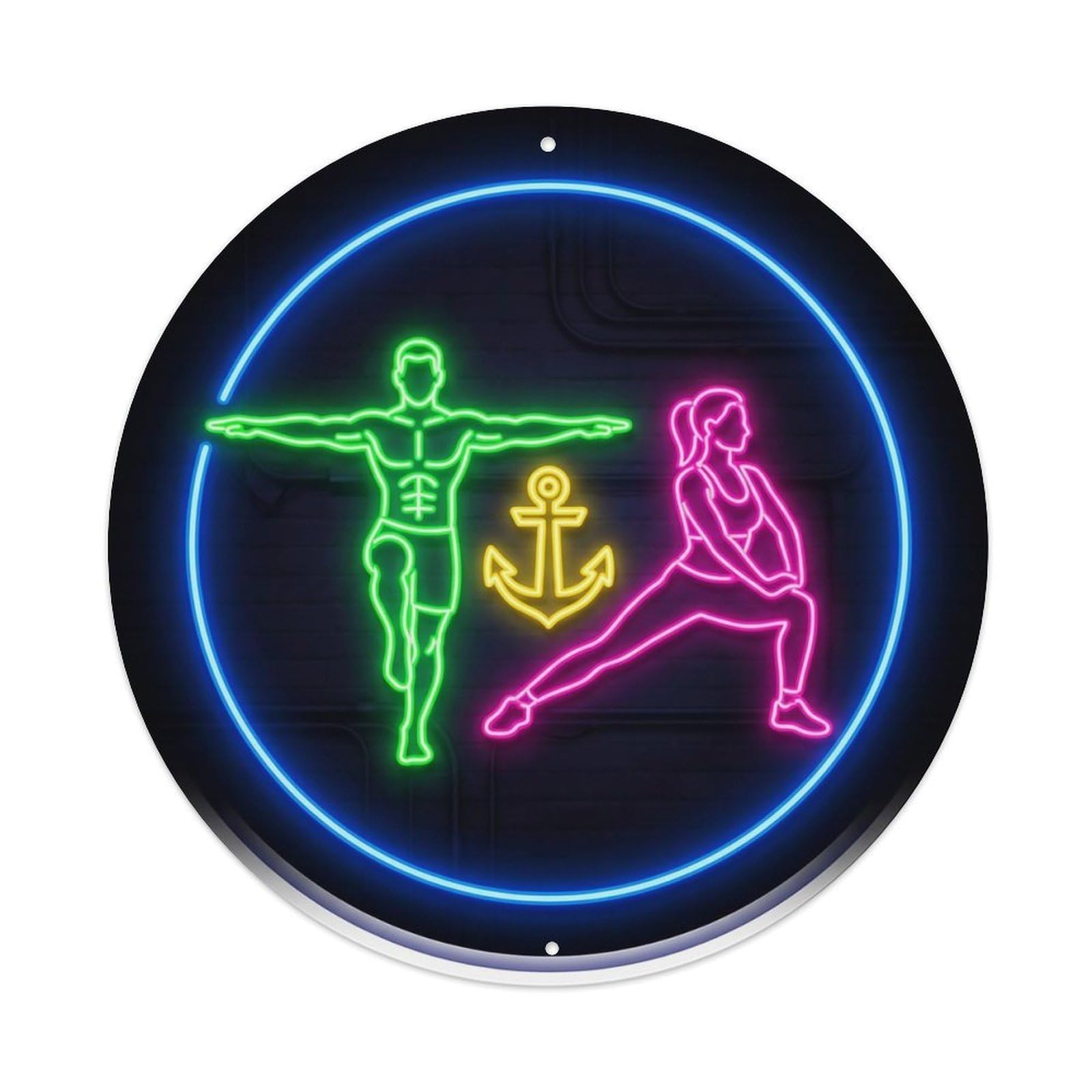 Vintage Faux Neon Gym Retro Bodybuilding Stability Metal Tin Sign