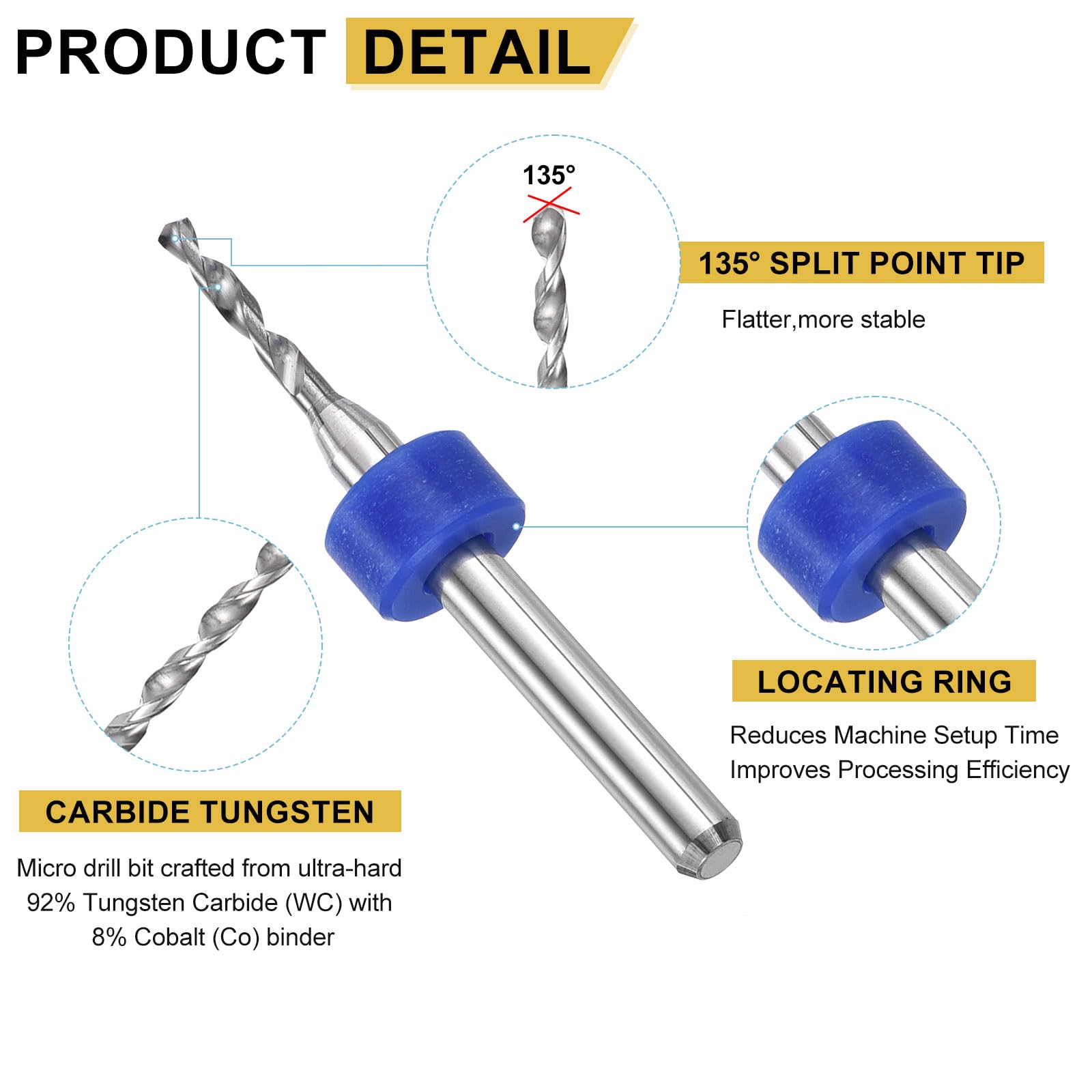 PATIKIL 30 Pack 1.65mm Micro Drill Bits 1/8" Shank Carbide Tungsten Steel 135° Mini Small Bits Print Circuit Board Drilling Tool for CNC Engraving Precision Machinery - Image 4