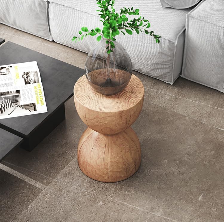 Image of Portable Side Tables Solid Wood End Table Creative Round Coffee Table Home Furniture Bedside Table Rustic Center Table
