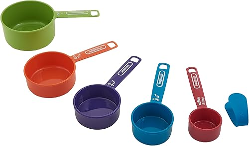 Miniatura 8 de FARBERWARE Juego de tazas medidoras de 5 piezas con cuchara de café, tazas medidoras de plástico duradero con marcas de fácil lectura, sin BPA, apto