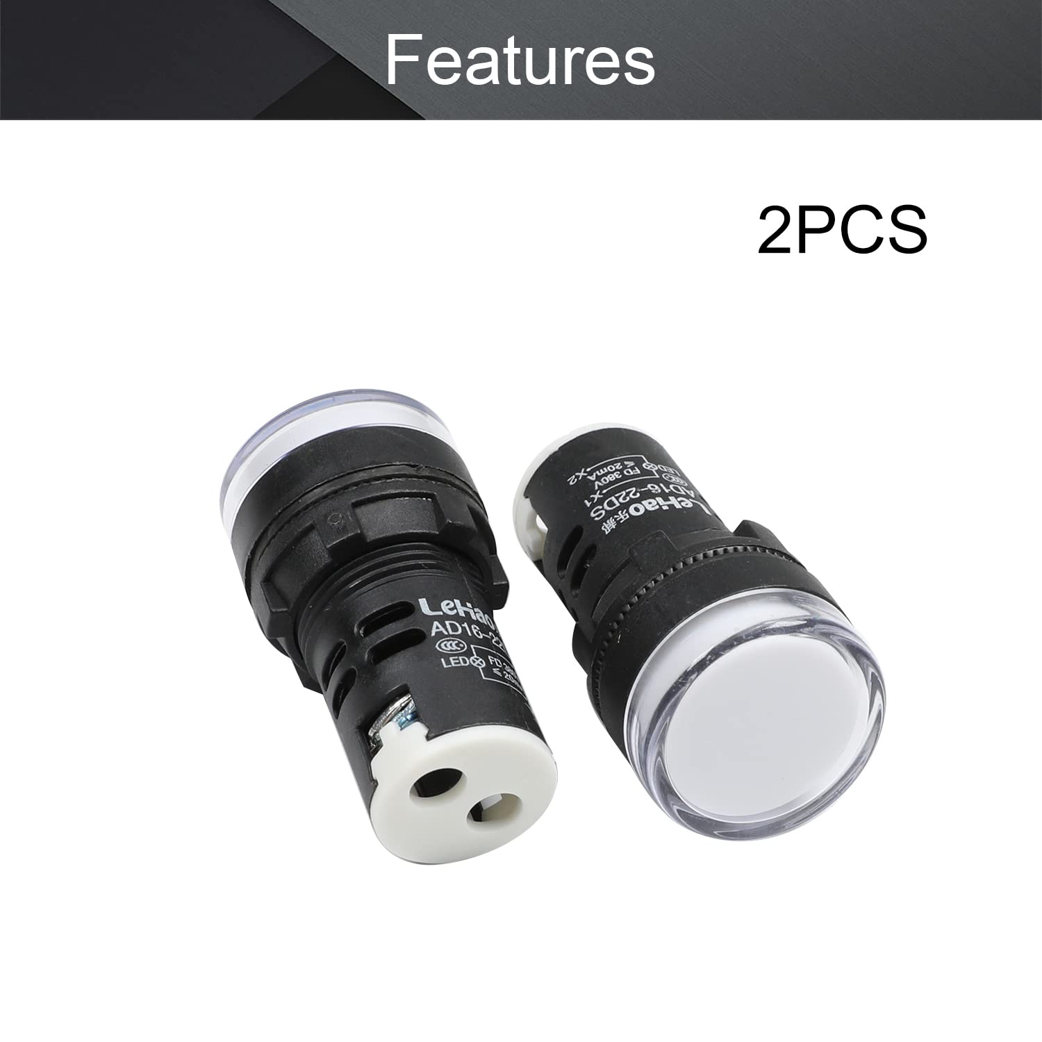 Othmro 2-Pack LED Indicator Lights - 22mm Hole Diameter, Metal Shell, DC 24V, Blue Light - View #5