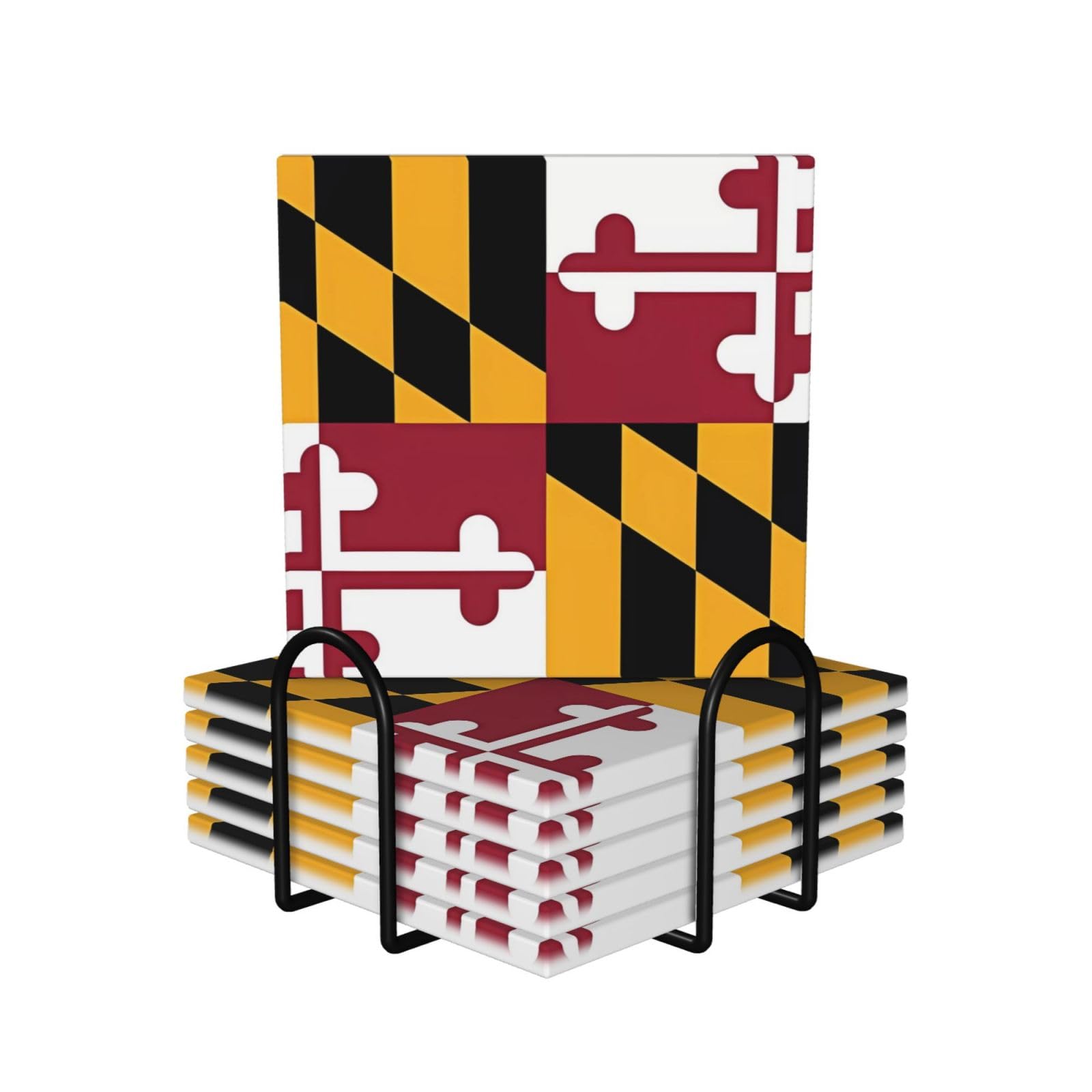 Dessous de verre en céramique lot de 6 avec support motif Maryland