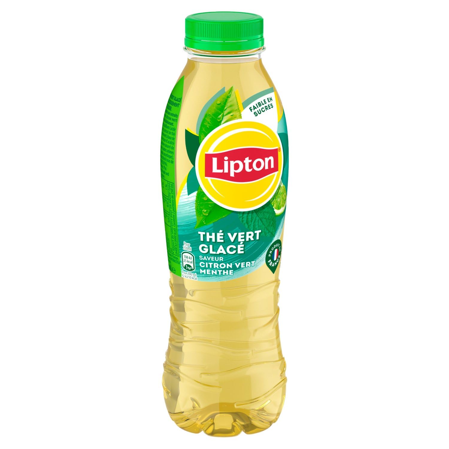 LIPTON Ice Tea Thé Vert Glacé Saveur Citron Vert et Menthe - Lot de 12x50cl