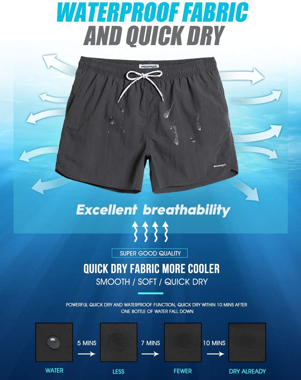 maamgic Mens Swim Trunks 5" with Mesh Lining Quick Dry Bathing Suits for Men Swim Shorts Swimwear - Image 5