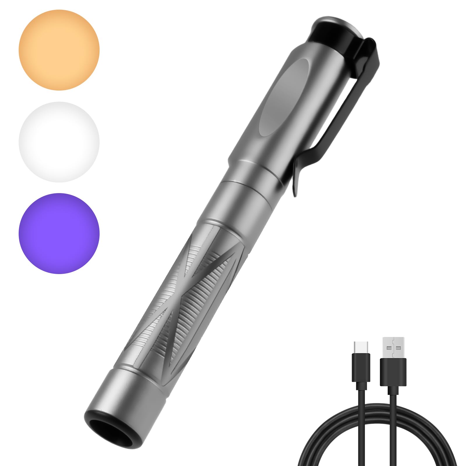 Torcia a penna per diagnostica, riutilizzabile, a LED, con indicatore per pupilla, per infermieri, veterinari, medici, con clip da tasca, 2 batterie