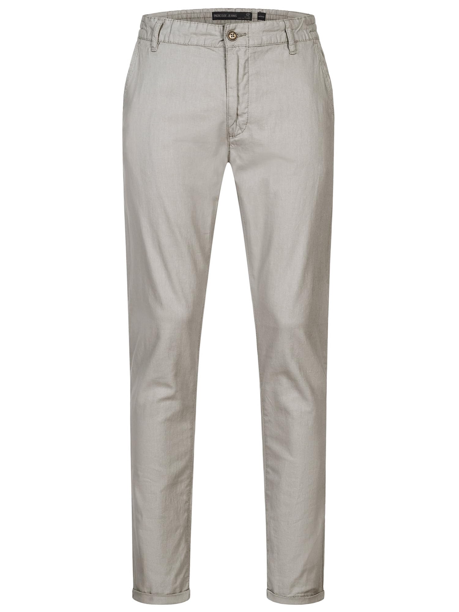 Indicode Herren Bryne Stoffhose aus Baumwolle und Leinen mit 4 Taschen