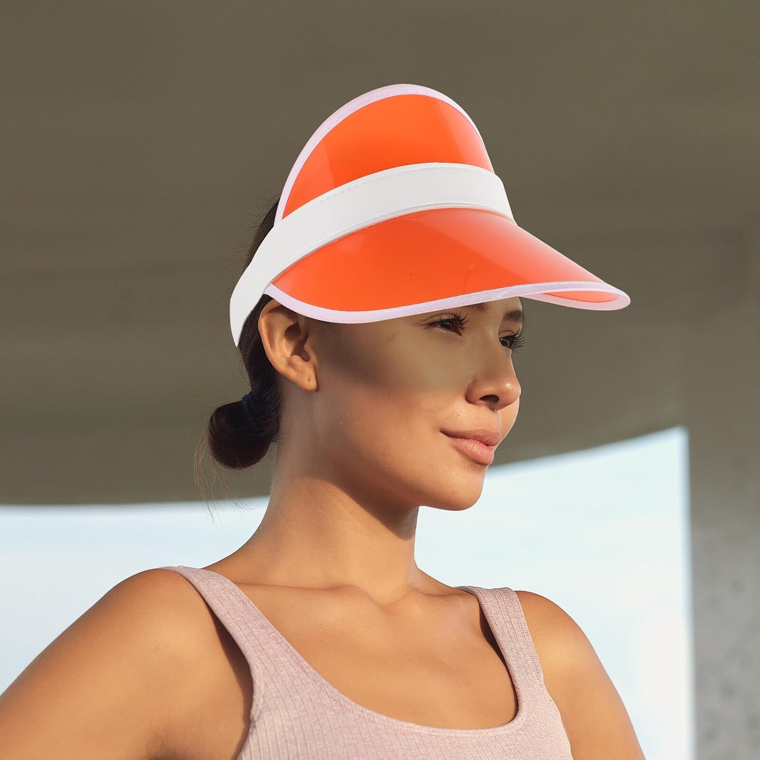 Sun Visor Hat for Men and Women, Orange Wide Brim Sunproof Headband, One Size Fits, Outdoor Running and Beach Workout Hat