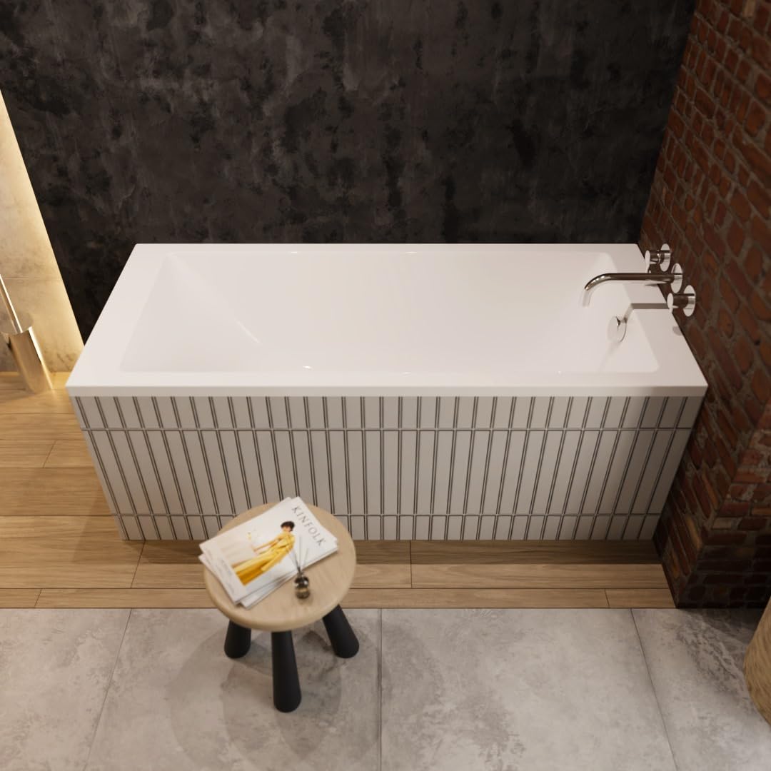 ECOLAM® wanna TAMI 140x70 cm prostokątna akrylowa biała nowoczesna elegancka wanna bezpośrednio od producenta w zestawie syfon silikon stelaż