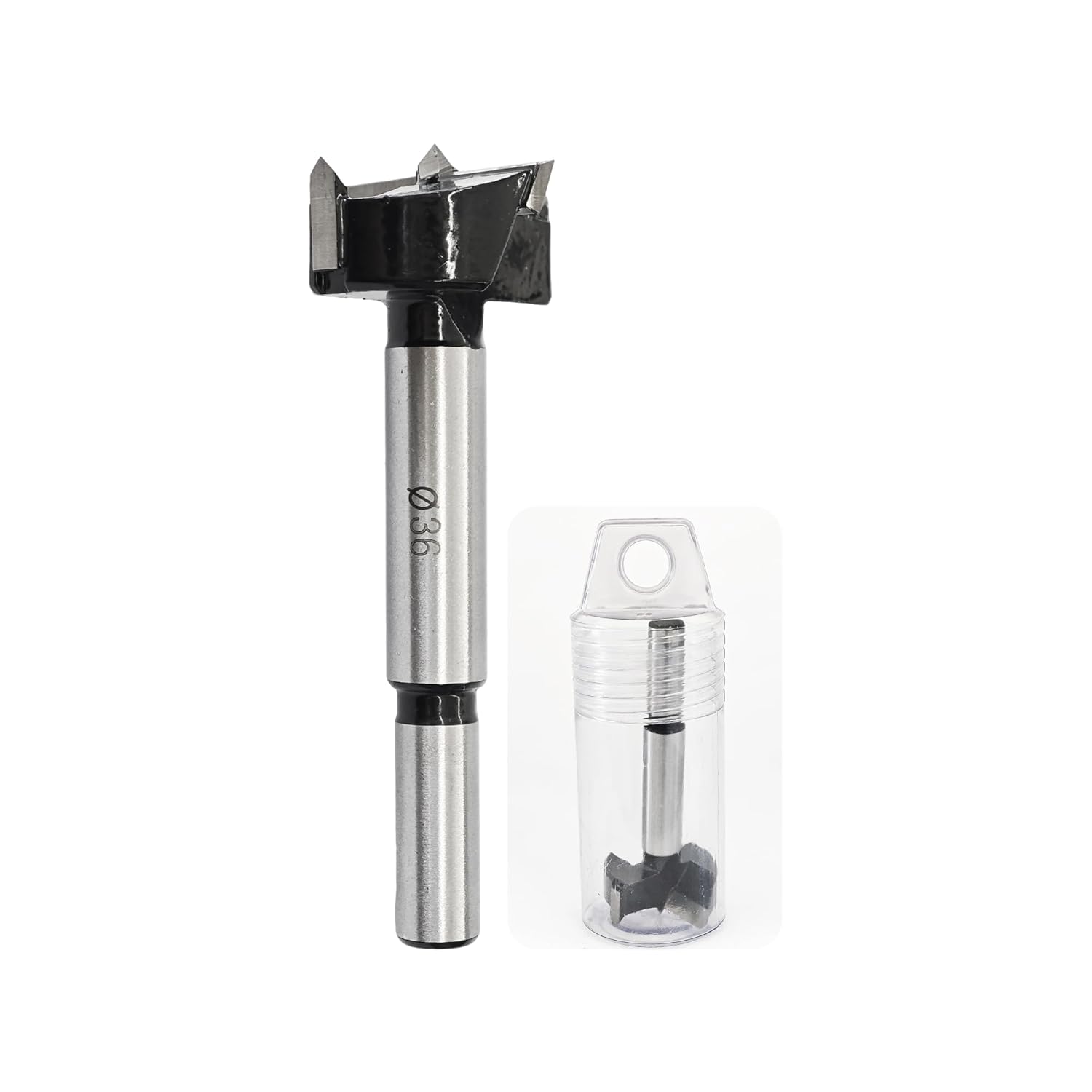 Forstner Drill Bit 36mm (1.42") Tungsten Carbide Woods Drilling Tool, Precision Hinge Hole Cutter for Woodworking, Hard Wood Soft Wood Plywood