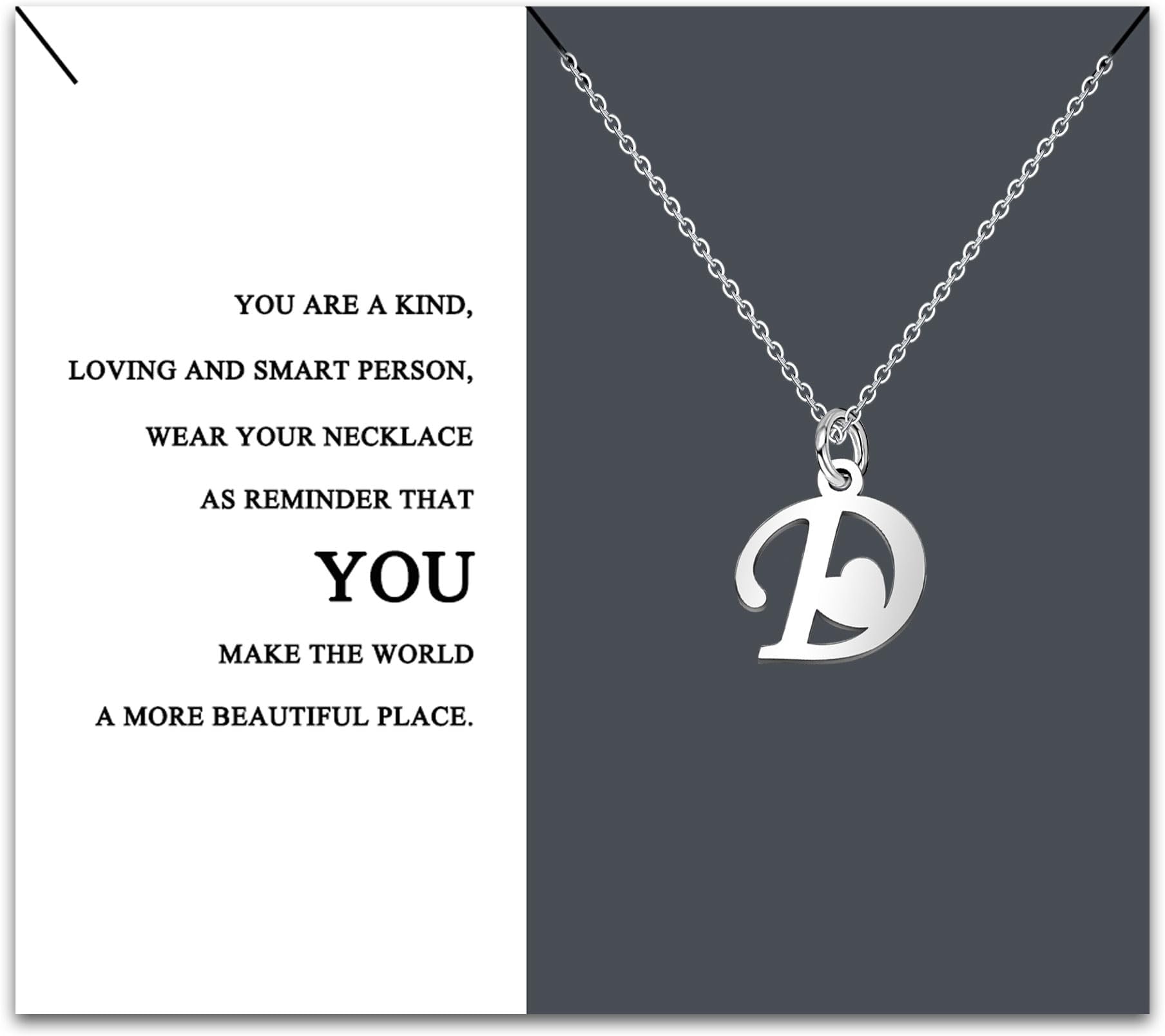 Necklace Women's Charm Jewellery Letters A-Z Stainless Steel Fine Chain Initial Letter Incentive Gift for Her Girl Kids Female Friendship Family Friends Gifts with A Card