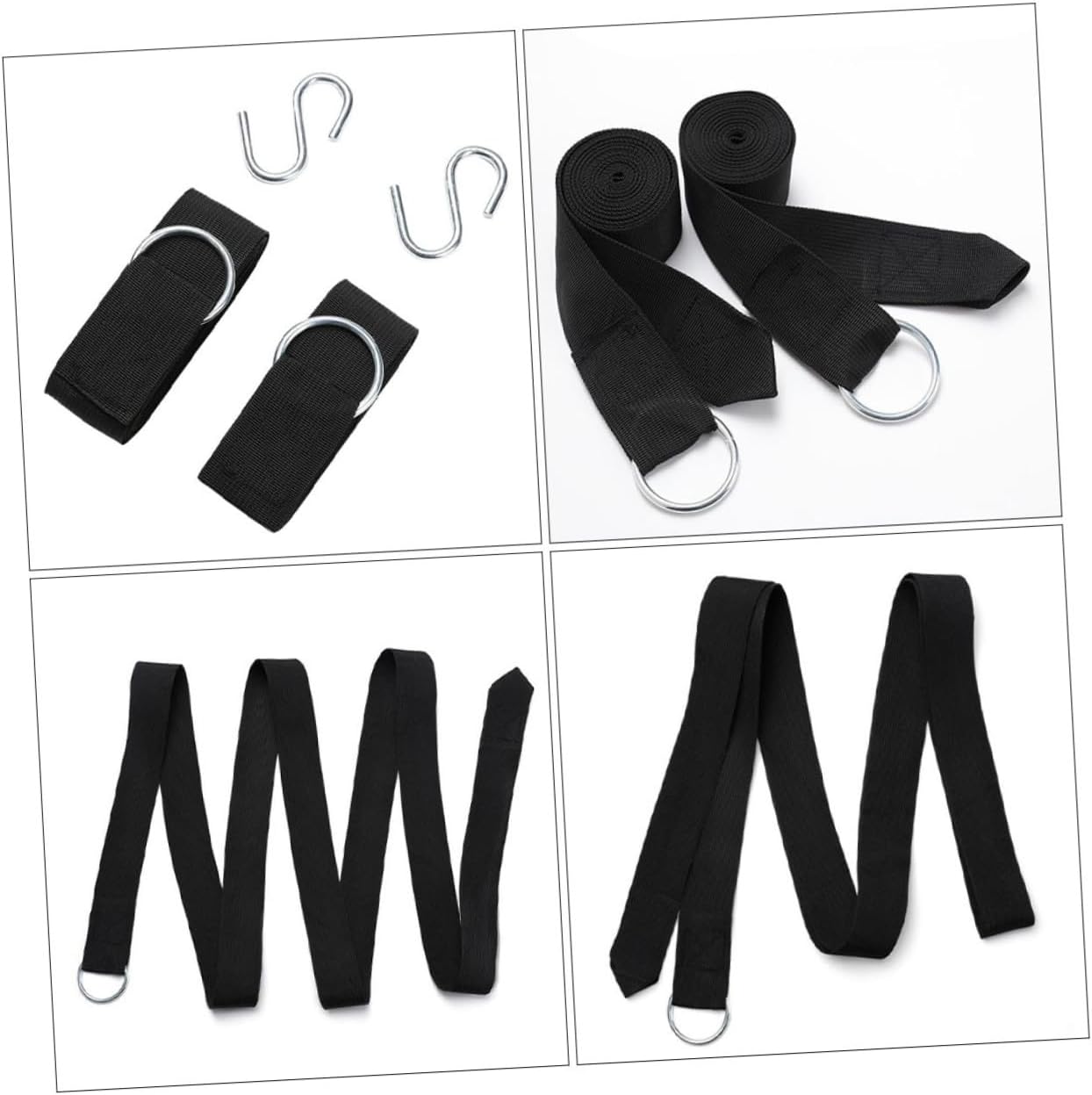 6pcs Adjustable Nylon Hammock Tree Straps Swing Hanging Kit with S-Hooks Reinforced Ropes for Outdoor Camping Backyard Patio Use