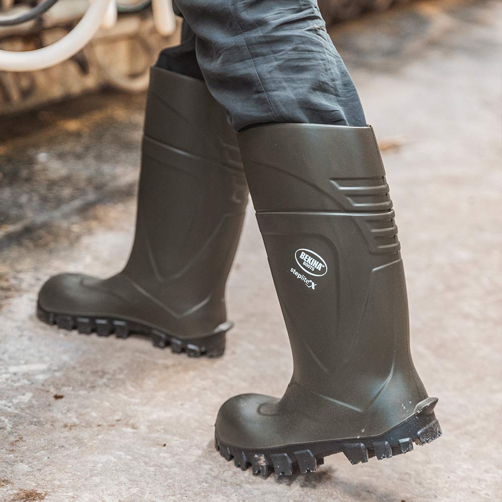 Botas de Seguridad y de Trabajo para Hombres y Mujeres Incl. Puntera y Suela de Acero de Alta Seguridad, para Uso agrícola, garantizan una excelente adherencia, Verde, EU 43