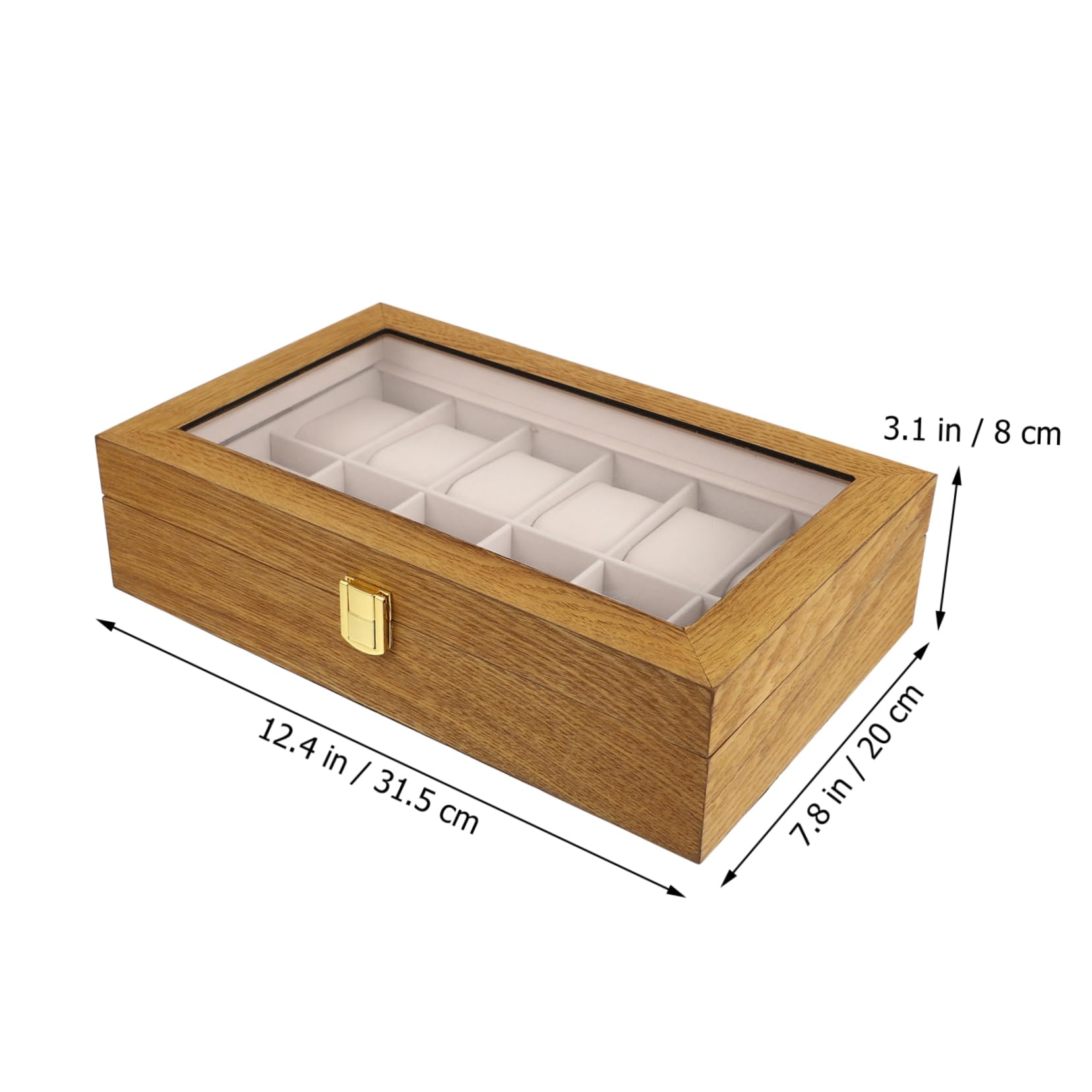 PACKOVE Boîte de Rangement pour Montres Écrin Montre en Bois 12 Compartiments Coussins Amovibles et Fermeture à Boucle pour Organiser et Exposer