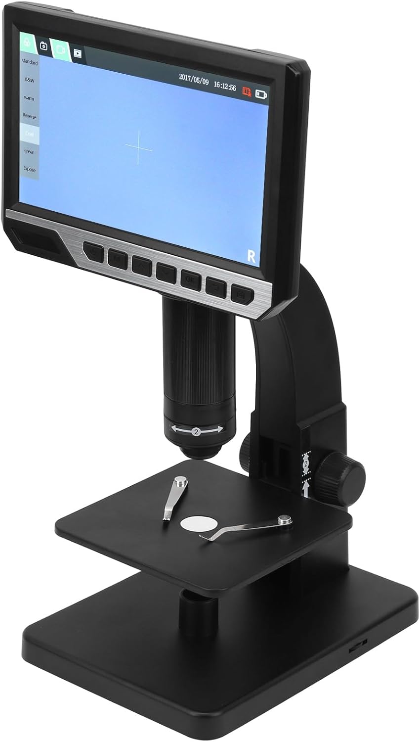 12MP 工業用デジタル顕微鏡 7 インチ HD ディスプレイ付き 倍率 2000 倍 回路基板修理用デュアル LED 光源 宝石の