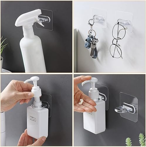 Miniatura 4 de STOBAZA 10 ganchos adhesivos de pared para inodoro para soporte gel de baño champú multifunción ganchos multiusos para montar en la cocina gancho de