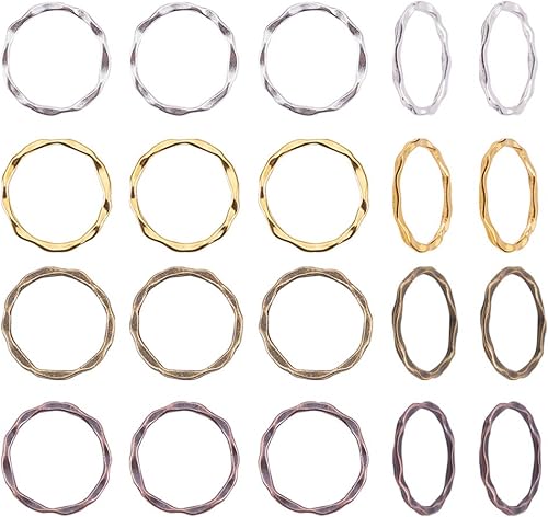 PH PandaHall 200 piezas de anillos de enlace de aleación de 4 colores, estilo tibetano, marcos circulares, encantos, enlaces, conectores de joyería