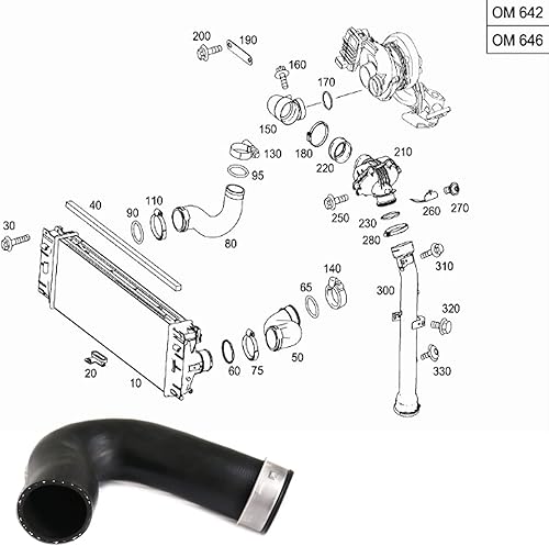 Miniatura 2 de Tubo del turbocompresor derecha para Mercedes Sprinter Van 906 Intercooler Turbo Manguera 9065280382 A9065280382 68013655AA