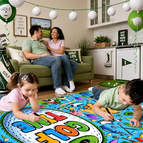 Image of OHOME Golf Giant Coloring Poster /Tablecloth - Golf Accessories Decorations | 30 x 72 Inches Jumbo Paper Coloring Banner - Kids Crafts Gifts Toys Games Golf Party Decorations - Arts Crafts Supplies