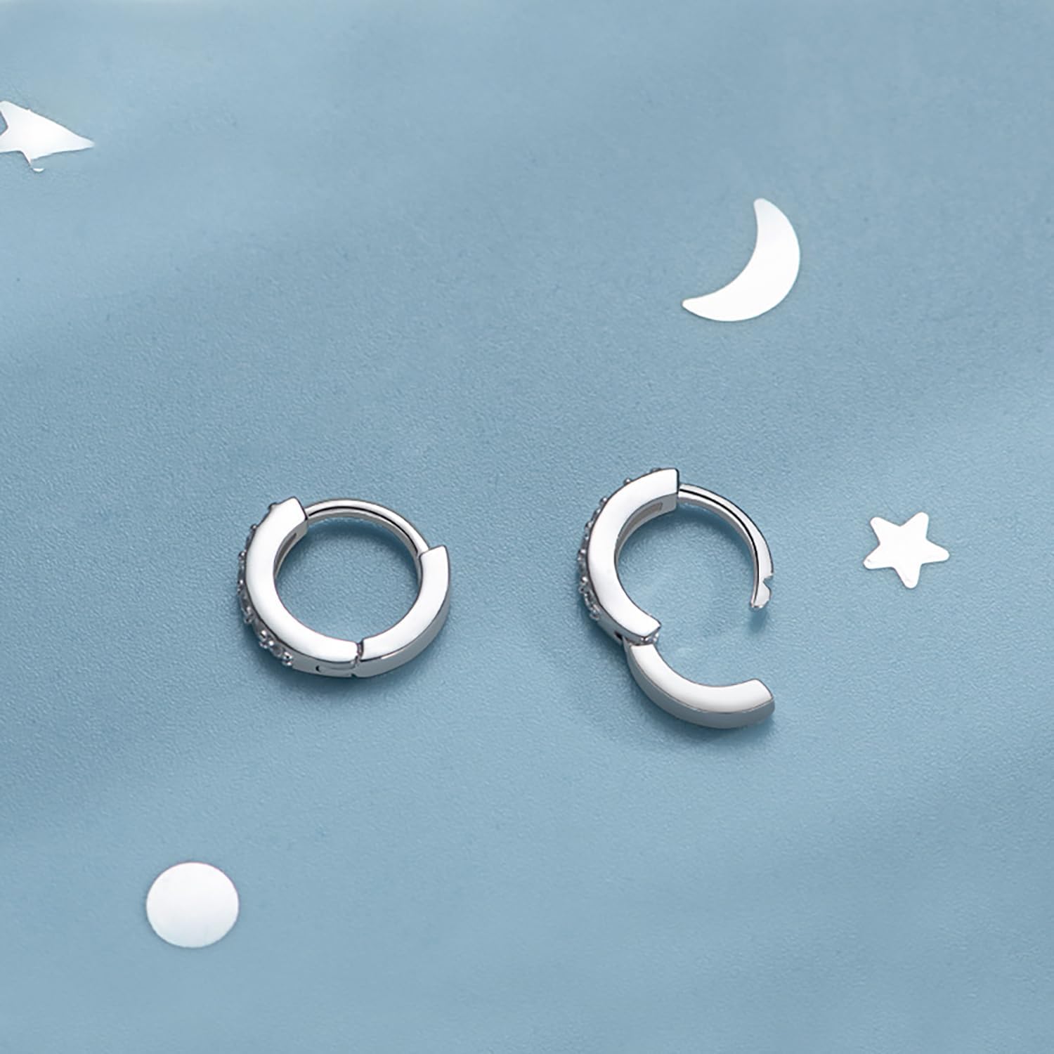 Tiny Small Cubic Zirconia Mini Hoop Earrings Real 925 Sterling Silver for Cartilage Tragus Pierced Sleeper Cuff Women Teen Girls 2nd Hole Round Hinged Huggie Hoops Dainty Fashion Jewelry Gifts Hypoallergenic 6mm/8mm/10mm - Image 7