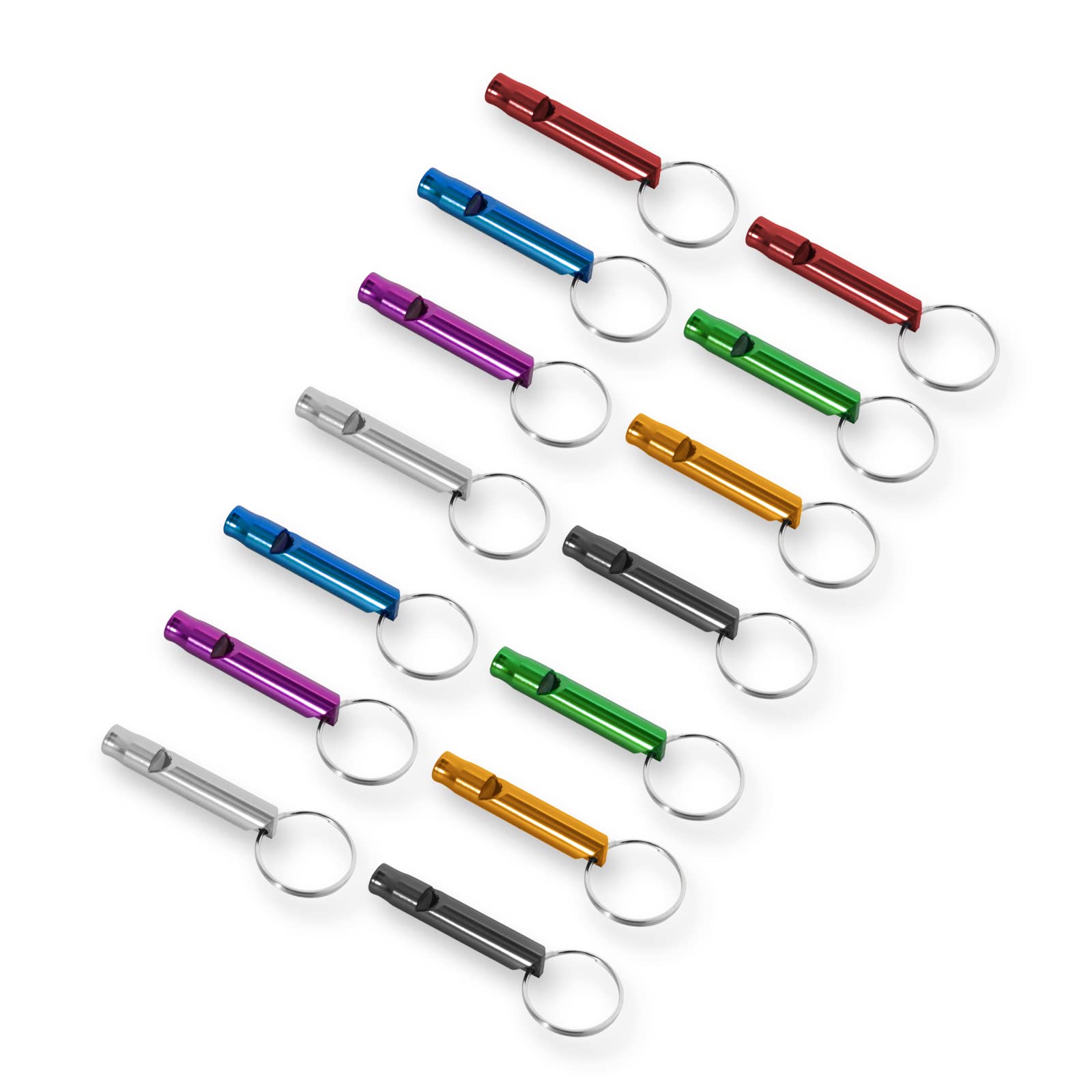 14 Pieces Aluminum Emergency Whistles Extra Loud Whistles with Keychain for Camping Hiking Hunting Outdoors Sports and Emergency Situations, Loud Sound Multiple Colors
